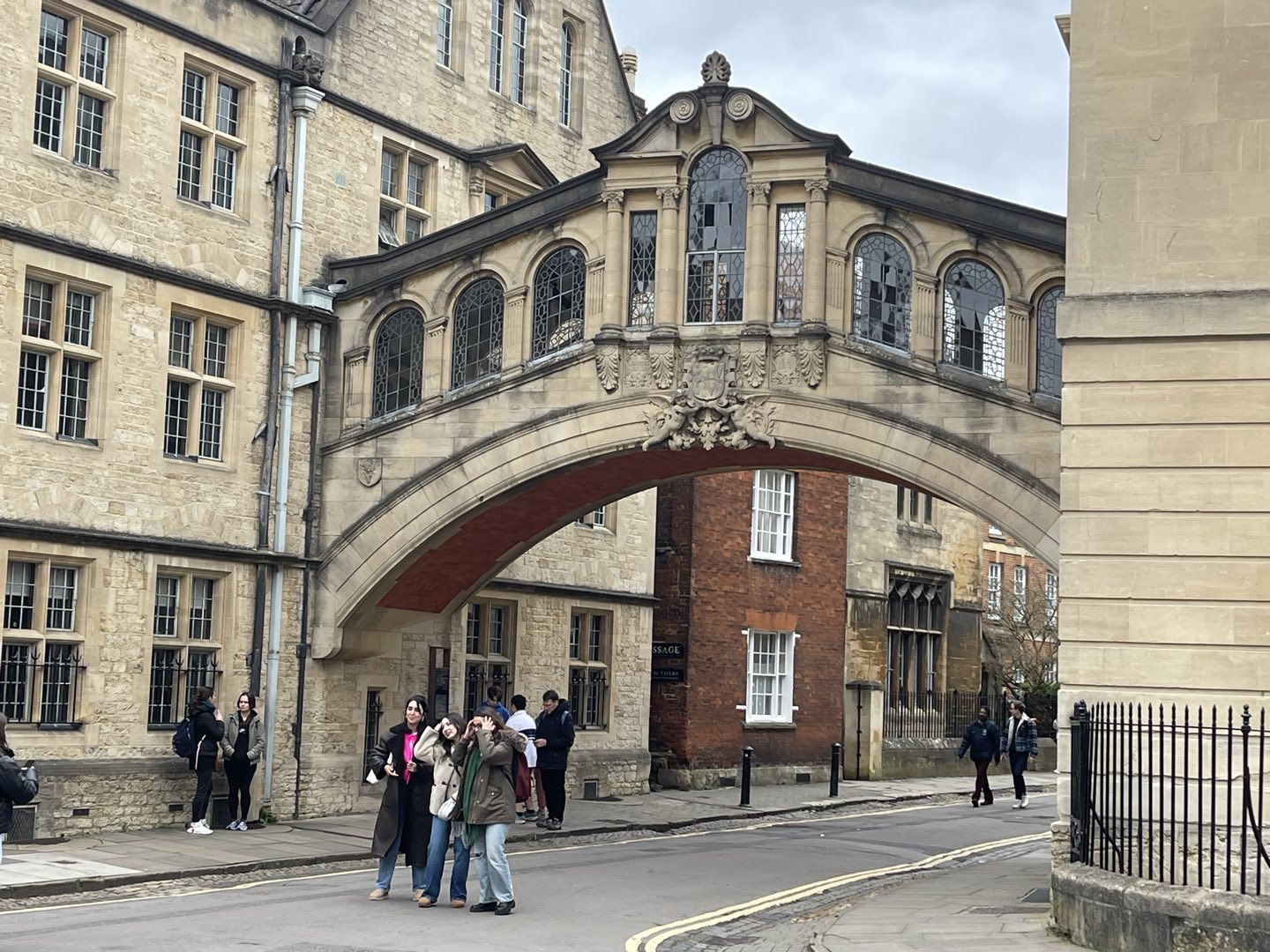 The Bridge of Sighs arching over a lane in Oxford