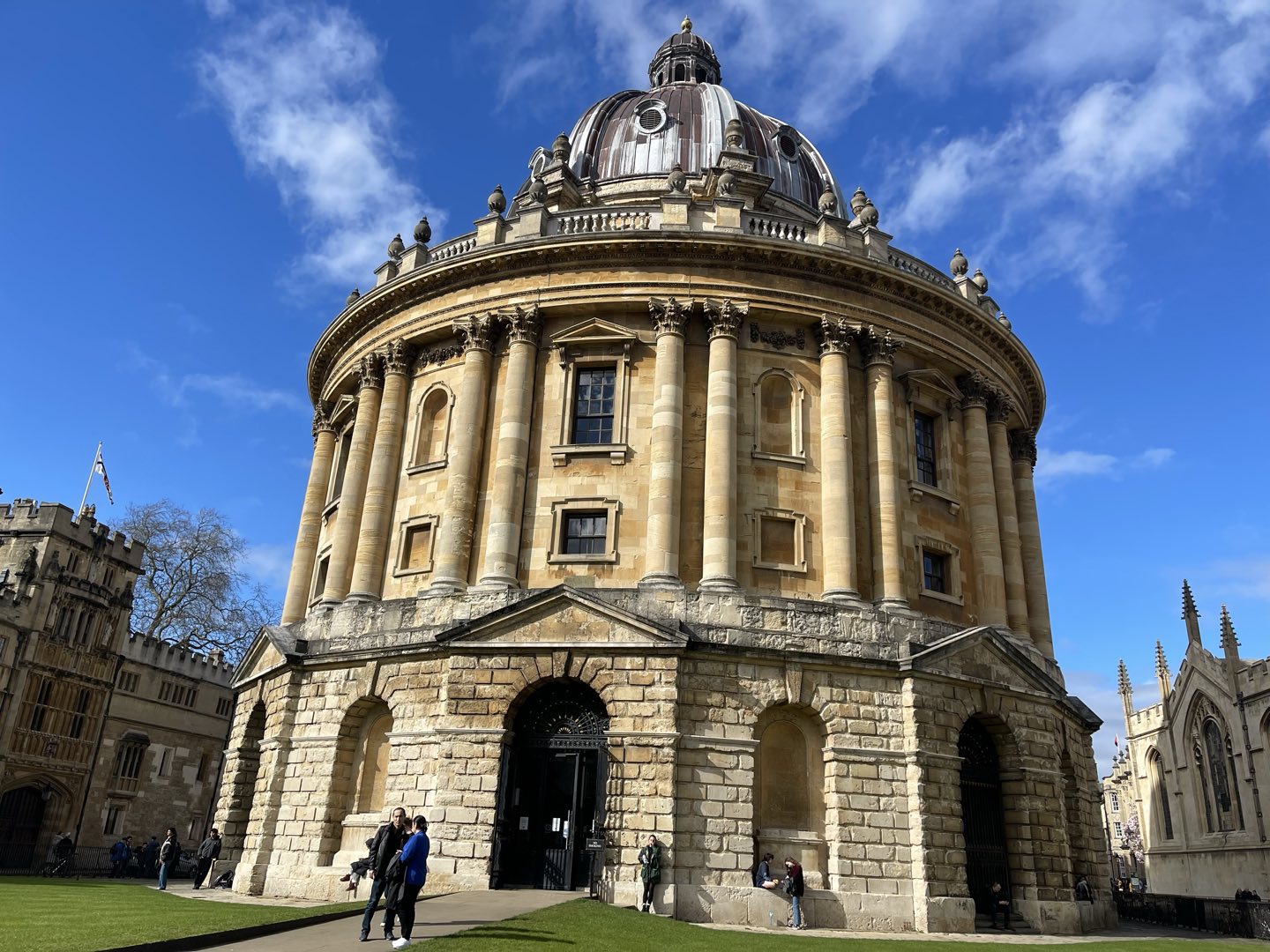 The Radcliffe Camera in Oxford under a bright blue sky